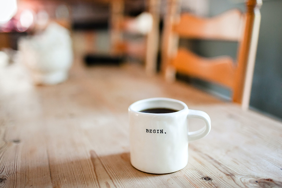 Mug with tea on a wooden table